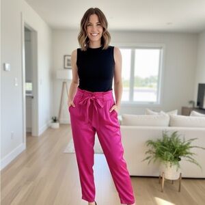 Sen Fuchsia Satin Elegant Women's Pants
